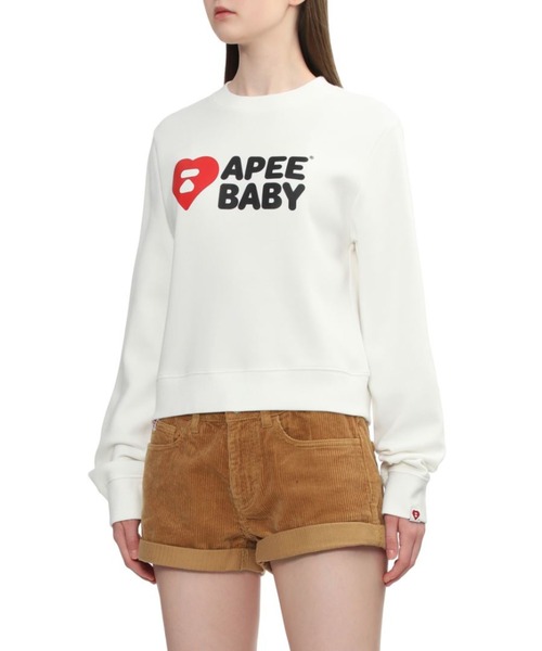 A BATHING APE（アベイシングエイプ）の「APEE BABY CROP SWEAT SHIRT（スウェット・レディース・ホワイト/ブラック・SMALL/X-SMALL）」の5枚目の写真