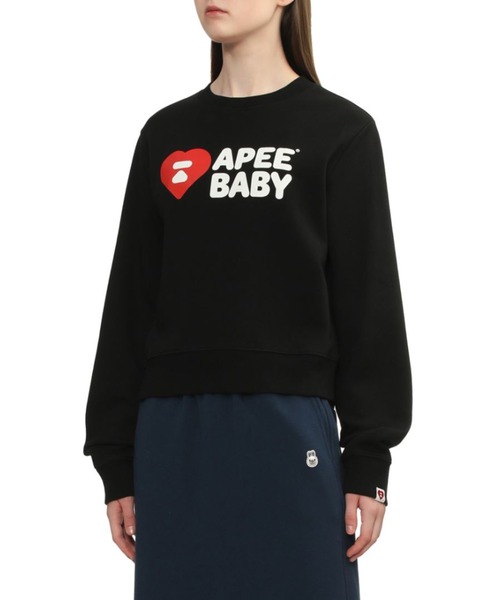 A BATHING APE（アベイシングエイプ）の「APEE BABY CROP SWEAT SHIRT（スウェット・レディース・ホワイト/ブラック・SMALL/X-SMALL）」の6枚目の写真