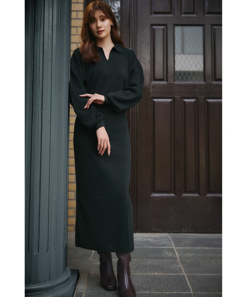 Serene Collared Knit Dress（ワンピース）｜Her lip to（ハーリップ