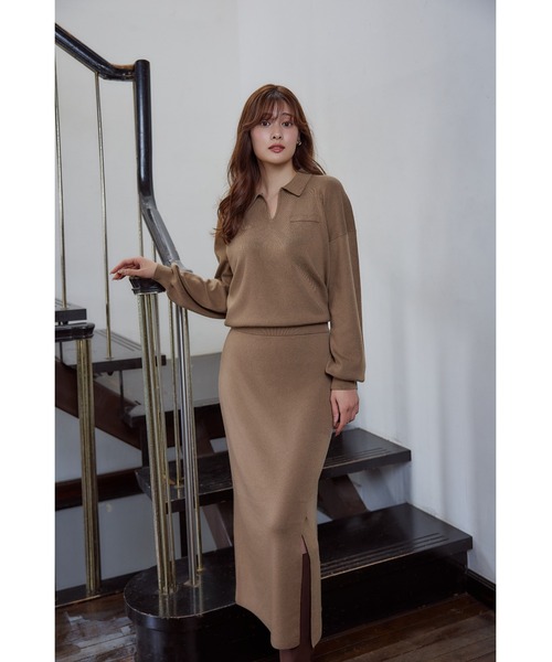 Serene Collared Knit Dress（ワンピース）｜Her lip to（ハーリップ