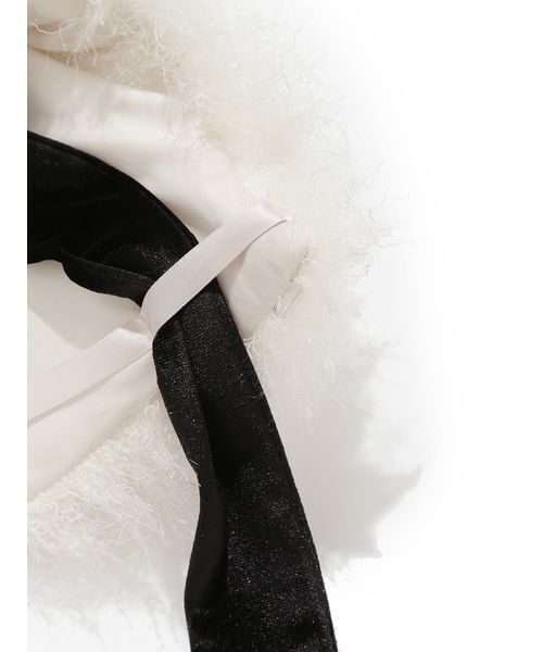LILY BROWN（リリーブラウン）の「ベロアリボンティペット（付け襟・レディース・ホワイト/ブラック/グレイッシュベージュ・F）」の11枚目の写真