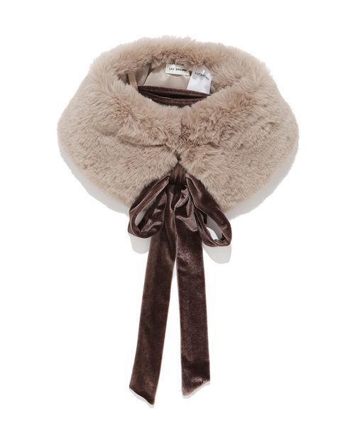 LILY BROWN（リリーブラウン）の「ベロアリボンティペット（付け襟・レディース・ホワイト/ブラック/グレイッシュベージュ・F）」の14枚目の写真