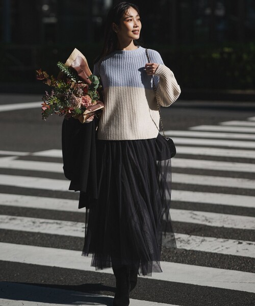 セール】ウールカシミヤ カラーブロック バルキー ニット（ニット