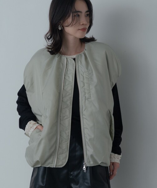 GALLEST（ギャレスト）の「【再入荷】MA－1ジレブルゾン（ブルゾン・レディース・オリーブ/ブラック/ライトグリーン・34/38）」の3枚目の写真