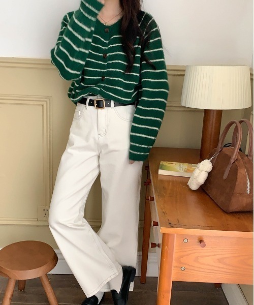 gossip！ロサンゼルス（ゴシップロサンゼルス）の「ナローボーダー ニットカーディガン（カーディガン/ボレロ・レディース・グリーン/レッド/グレー・FREE）」の14枚目の写真