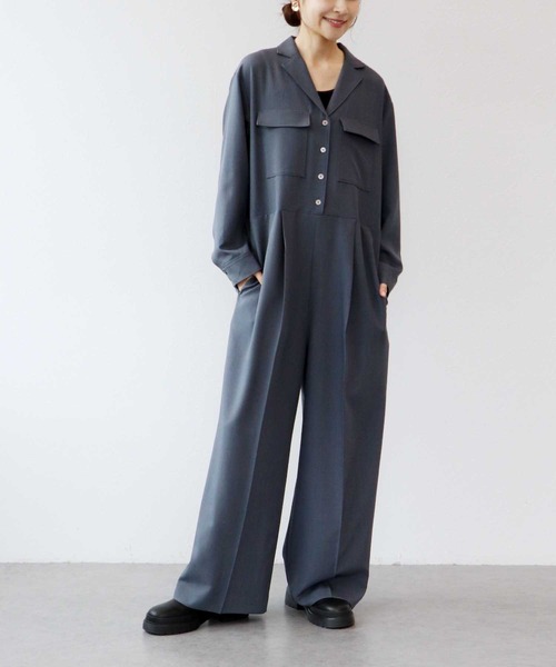 Jines(ジネス)の「オープンカラーオールインワン(つなぎ/オールインワン・レディース・ベージュ/チャコールグレー・38)」の21枚目の写真