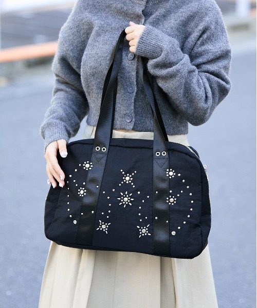Casselini（キャセリーニ）の「Casselini(キャセリーニ)スタッズバッグ（トートバッグ・レディース・ブラック/カーキ・FREE）」の6枚目の写真