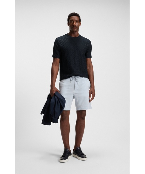 BOSS(ボス)の「モノグラムジャカード Tシャツ シルケットコットン(Tシャツ/カットソー・メンズ・ダークブルー/ホワイト・L/S/XXXL/M/XL/XXL)」の8枚目の写真