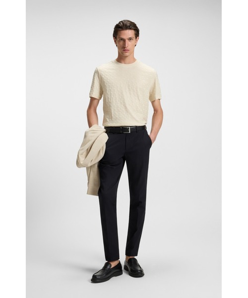 BOSS(ボス)の「モノグラムジャカード Tシャツ シルケットコットン(Tシャツ/カットソー・メンズ・ダークブルー/ホワイト・L/S/XXXL/M/XL/XXL)」の4枚目の写真