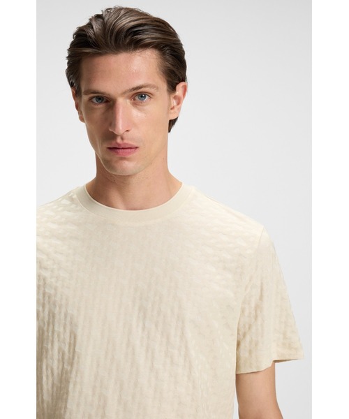 BOSS(ボス)の「モノグラムジャカード Tシャツ シルケットコットン(Tシャツ/カットソー・メンズ・ダークブルー/ホワイト・L/S/XXXL/M/XL/XXL)」の3枚目の写真