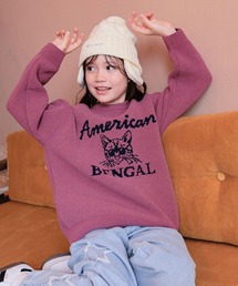 ニット/セーター（ピンク/桃色系・前面プリント）ファッション通販