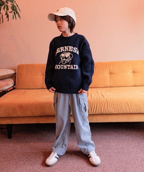 BAYFLOW（ベイフロー）の「[遊んで汚れても安心♪]洗える!HAPPYカラーニットプルオーバー25(KIDS)（ニット/セーター・キッズ・ネイビー/オレンジ/ピンク/レッド/ブルー・110cm/130cm/150cm）」の20枚目の写真