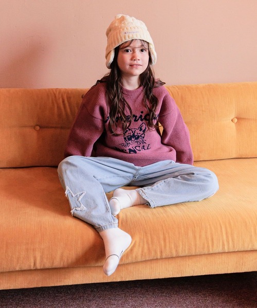 セール】[遊んで汚れても安心♪]洗える!HAPPYカラーニットプルオーバー