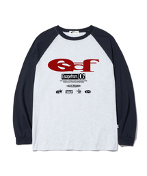 レッド ESCF ロゴ コラージュプリント ロングスリーブ ネイビー