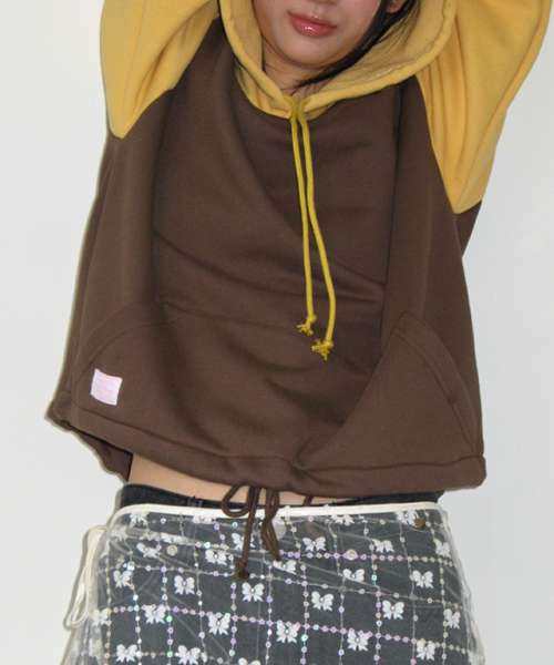 RONRON(ロンロン)の「BLOCKING HOODIE BROWN MUSTARD(パーカー・レディース・その他・FREE)」の4枚目の写真