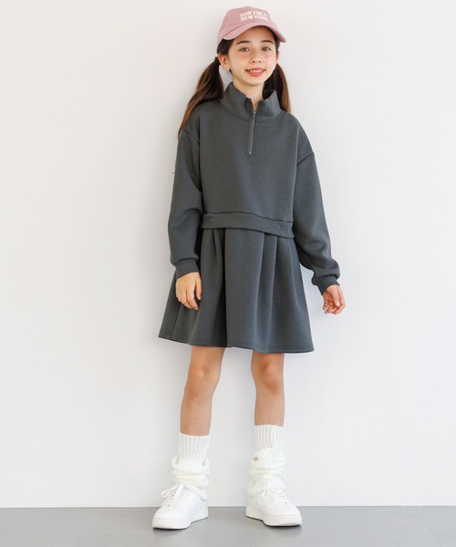coca（coca）（コカ）の「キッズ　ソフトスウェットドッキングワンピース（ワンピース・キッズ・ライトグリーン/チャコール・120/130/140/150）」の18枚目の写真