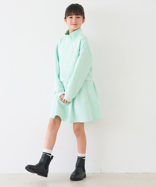 coca（coca）（コカ）の「キッズ　ソフトスウェットドッキングワンピース（ワンピース・キッズ・ライトグリーン/チャコール・120/130/140/150）」の12枚目の写真
