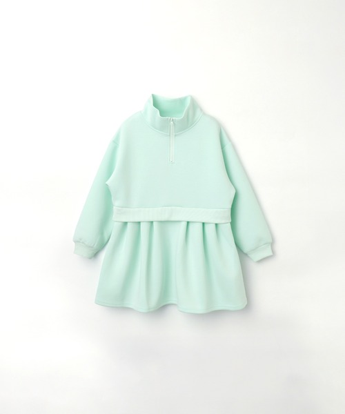 coca（coca）（コカ）の「キッズ　ソフトスウェットドッキングワンピース（ワンピース・キッズ・ライトグリーン/チャコール・120/130/140/150）」の4枚目の写真