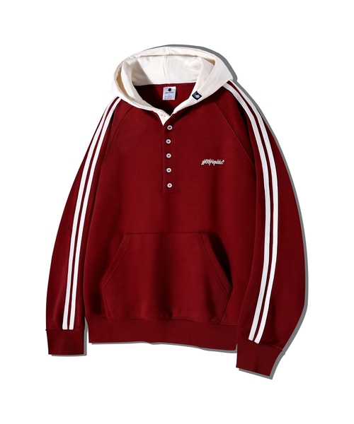 Raglan track‑hood распределённый‑цвет Henley‑neck hood GHT‑483 с подкладкой из меха