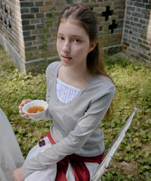 LETTER FROM MOON（レターフロムムーン）の「Merit Layered Shirt T-Shirt (Gray)（Tシャツ/カットソー・レディース）」