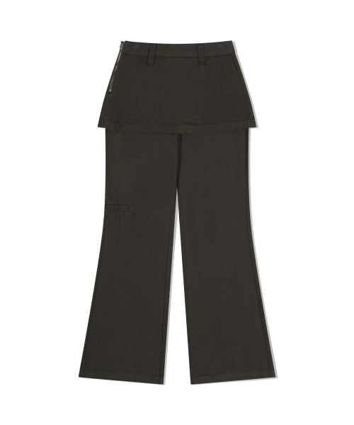 MOAA（モア）の「Wrap up Flare Trousers (DEEP OLIVE)（デニムパンツ・レディース・その他・SMALL/MEDIUM/LARGE）」の2枚目の写真