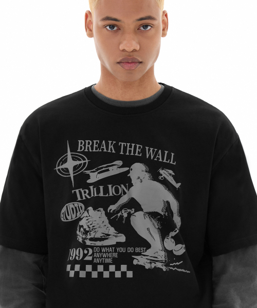 TRILLION(トリリオン)の「スケートボードピグメントグラフィック半袖Tシャツ(BLACK)(Tシャツ/カットソー・レディース・その他・MEDIUM/LARGE/X-LARGE)」の2枚目の写真