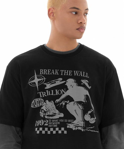 TRILLION(トリリオン)の「スケートボードピグメントグラフィック半袖Tシャツ(BLACK)(Tシャツ/カットソー・レディース・その他・MEDIUM/LARGE/X-LARGE)」の3枚目の写真