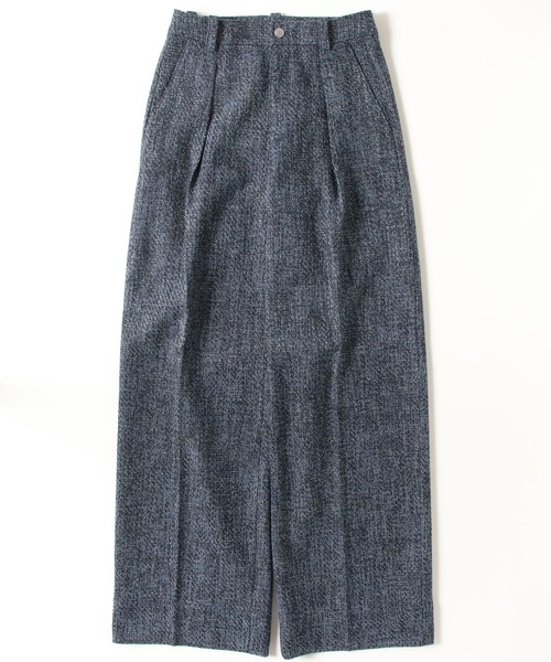 ワイドレッグ パンツ ストレッチツイード