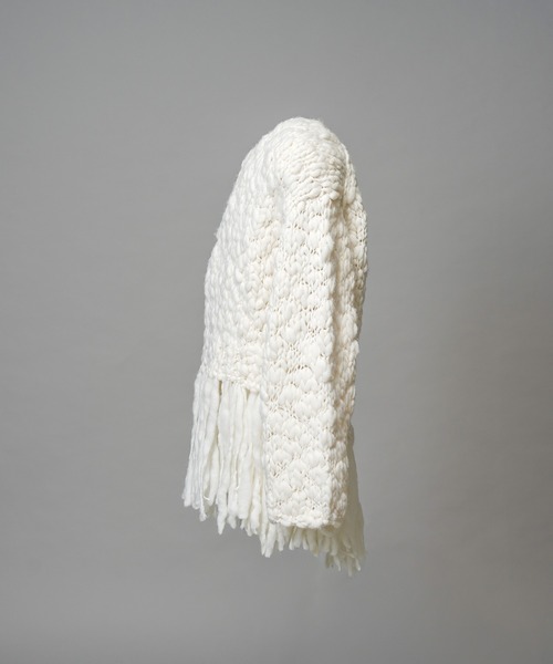 MAISON SPECIAL(メゾンスペシャル)の「《UNISEX》Volume Yarn Prime-Over Fringe Cardigan/ボリュームヤーンプライムオーバーフリンジカーディガン【MAISON SPECIAL/メゾンスペシャル】(カーディガン/ボレロ・メンズ・アイボリー/ブラック・FREE)」の8枚目の写真