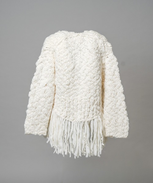 MAISON SPECIAL(メゾンスペシャル)の「《UNISEX》Volume Yarn Prime-Over Fringe Cardigan/ボリュームヤーンプライムオーバーフリンジカーディガン【MAISON SPECIAL/メゾンスペシャル】(カーディガン/ボレロ・メンズ・アイボリー/ブラック・FREE)」の9枚目の写真