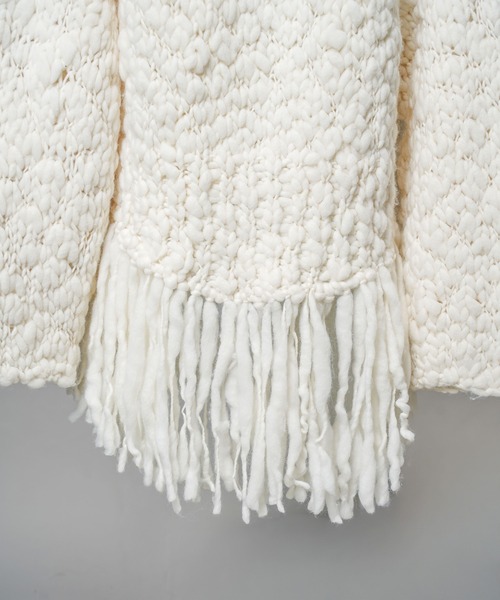 MAISON SPECIAL(メゾンスペシャル)の「《UNISEX》Volume Yarn Prime-Over Fringe Cardigan/ボリュームヤーンプライムオーバーフリンジカーディガン【MAISON SPECIAL/メゾンスペシャル】(カーディガン/ボレロ・メンズ・アイボリー/ブラック・FREE)」の13枚目の写真