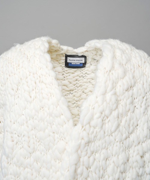 MAISON SPECIAL(メゾンスペシャル)の「《UNISEX》Volume Yarn Prime-Over Fringe Cardigan/ボリュームヤーンプライムオーバーフリンジカーディガン【MAISON SPECIAL/メゾンスペシャル】(カーディガン/ボレロ・メンズ・アイボリー/ブラック・FREE)」の10枚目の写真