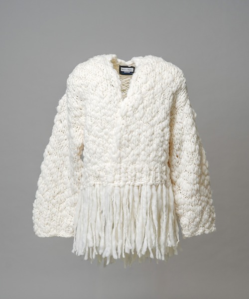 MAISON SPECIAL(メゾンスペシャル)の「《UNISEX》Volume Yarn Prime-Over Fringe Cardigan/ボリュームヤーンプライムオーバーフリンジカーディガン【MAISON SPECIAL/メゾンスペシャル】(カーディガン/ボレロ・メンズ・アイボリー/ブラック・FREE)」の7枚目の写真
