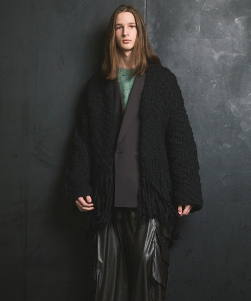 MAISON SPECIAL(メゾンスペシャル)の「《UNISEX》Volume Yarn Prime-Over Fringe Cardigan/ボリュームヤーンプライムオーバーフリンジカーディガン【MAISON SPECIAL/メゾンスペシャル】(カーディガン/ボレロ・メンズ・アイボリー/ブラック・FREE)」の15枚目の写真
