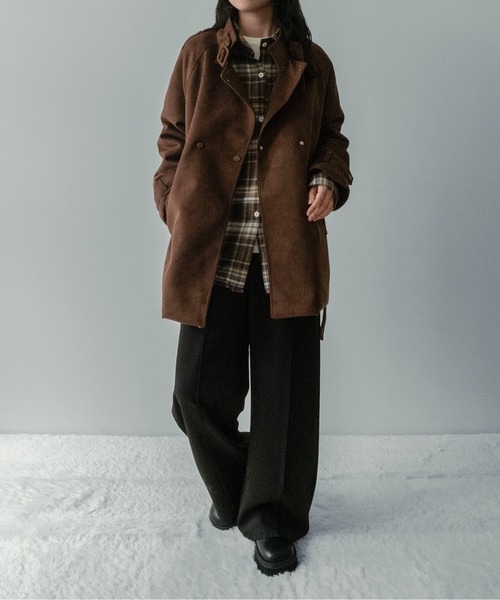 on:nue】[着用動画あり！] ベルト付きミディアム丈スエードファー
