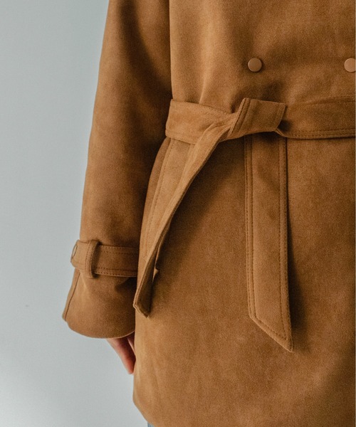 on:nue】[着用動画あり！] ベルト付きミディアム丈スエードファー