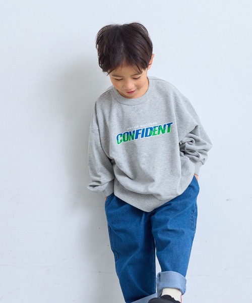 Life Support Products（ライフサポートプロダクツ）の「ベーシックプリントトレーナー（スウェット・キッズ・チャコール/ホワイト系1/ホワイト系2/ブラック/ホワイト系その他/杢グレー・100/95/90/80/110/150/140/130/120）」の5枚目の写真