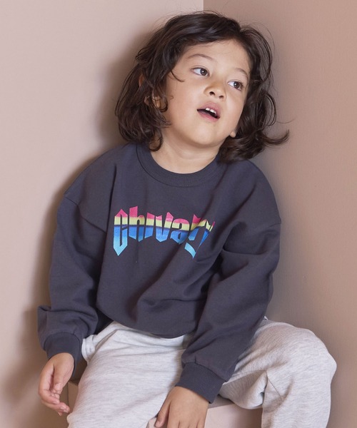 Life Support Products（ライフサポートプロダクツ）の「ベーシックプリントトレーナー（スウェット・キッズ・チャコール/ホワイト系1/ホワイト系2/ブラック/ホワイト系その他/杢グレー・100/95/90/80/110/150/140/130/120）」の6枚目の写真