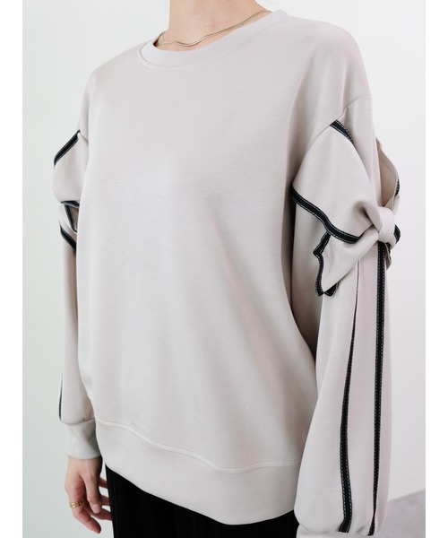 DOLLUPOOPS（ドールアップウップス）の「スリーブリボンステッチプルオーバー（スウェット・レディース・ブラック/ライトベージュ/カーキ・FREE）」の18枚目の写真