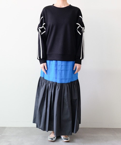 DOLLUPOOPS（ドールアップウップス）の「スリーブリボンステッチプルオーバー（スウェット・レディース・ブラック/ライトベージュ/カーキ・FREE）」の16枚目の写真