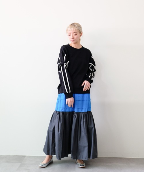 DOLLUPOOPS（ドールアップウップス）の「スリーブリボンステッチプルオーバー（スウェット・レディース・ブラック/ライトベージュ/カーキ・FREE）」の7枚目の写真