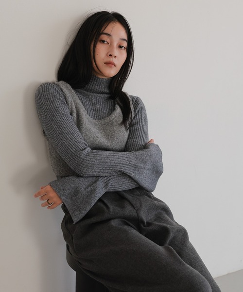 tento（テント）の「ブークレビスチェ付 フレアカフスリブタートルニット（ニット/セーター・レディース・ブラウン/ベージュ/グレー・FREE）」の13枚目の写真