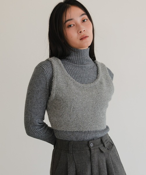 tento（テント）の「ブークレビスチェ付 フレアカフスリブタートルニット（ニット/セーター・レディース・ブラウン/ベージュ/グレー・FREE）」の18枚目の写真