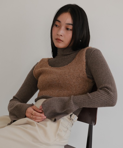 tento（テント）の「ブークレビスチェ付 フレアカフスリブタートルニット（ニット/セーター・レディース・ブラウン/ベージュ/グレー・FREE）」の20枚目の写真