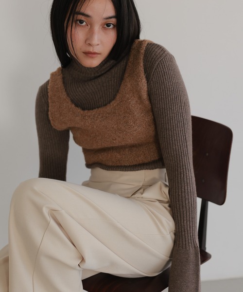 tento（テント）の「ブークレビスチェ付 フレアカフスリブタートルニット（ニット/セーター・レディース・ブラウン/ベージュ/グレー・FREE）」の22枚目の写真