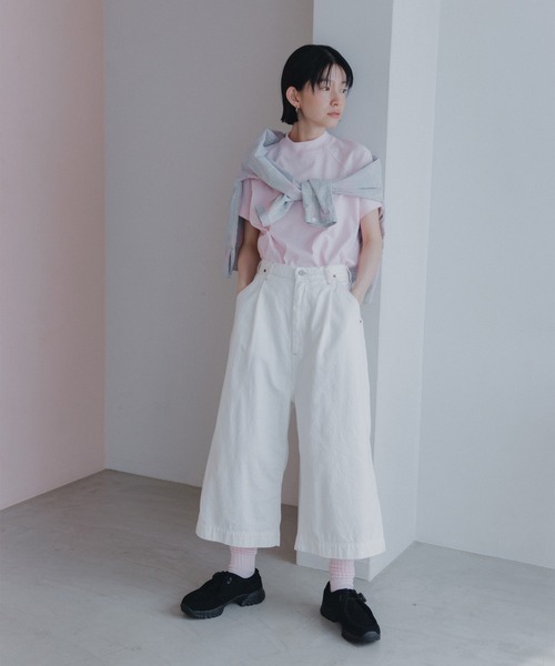 D.M.G.（ドミンゴ）の「[D.M.G / ディーエムジー] 10oz生成りデニム クロップドワイドパンツ（デニムパンツ・レディース・キナリ・M/S）」の3枚目の写真