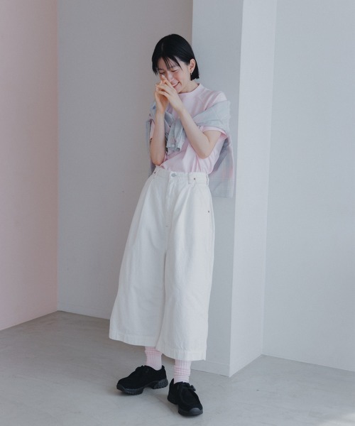 D.M.G.（ドミンゴ）の「[D.M.G / ディーエムジー] 10oz生成りデニム クロップドワイドパンツ（デニムパンツ・レディース・キナリ・M/S）」の4枚目の写真