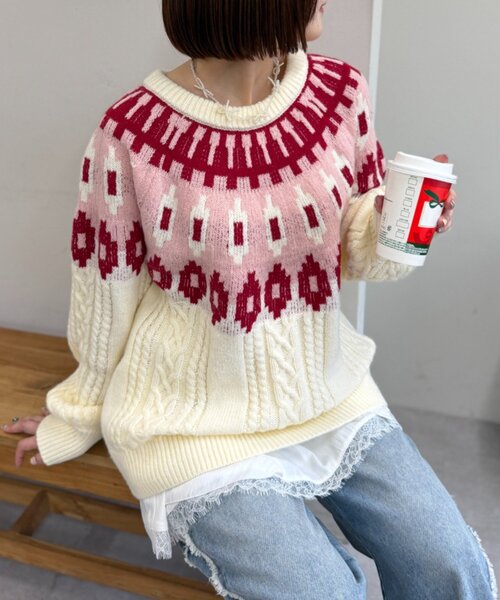 w closet（ダブルクローゼット）の「ノルディックアランニット（ニット