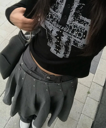 CHICKS（チックス）の「ワンドロッププリーツレイヤードスカートチャコール（スカート）」