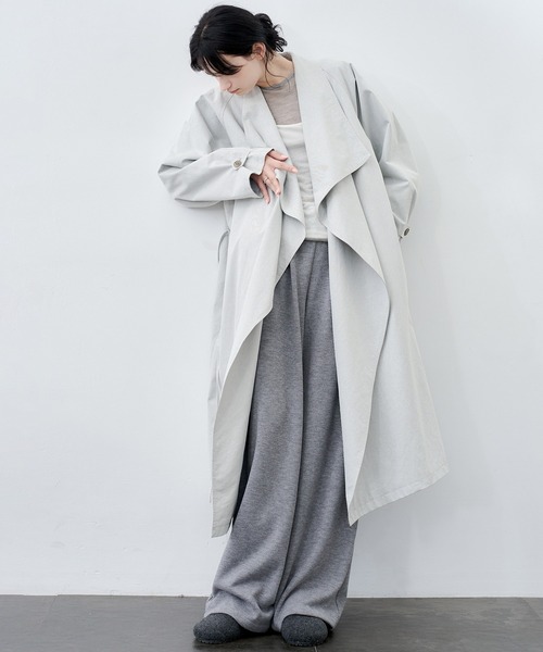 tageechita(タジチタ)の「【tageechita】ニットフリース ドローストリング ワイドパンツ(スウェットパンツ・レディース・アイボリー/グレー・S/M/L)」の5枚目の写真